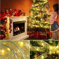Vánoční stuha s LED ozdobami 2M - zlatá