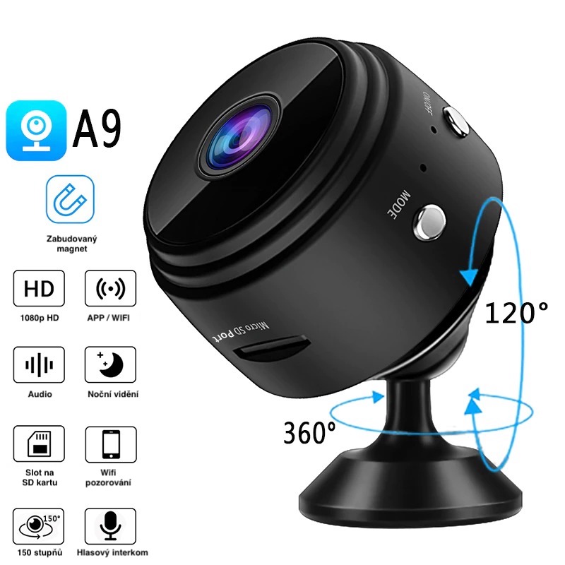 Mini wifi monitorovací kamera A9 | Eleto.cz